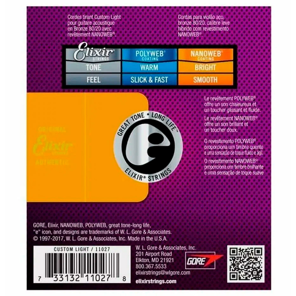 Струны для акустической гитары Elixir 11027 11-52